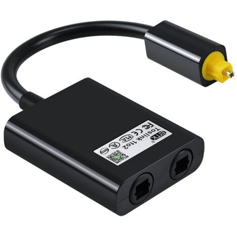 LAN 1 A 2 Adaptateur Audio Separateur De Cable Optique Numerique Adaptateur Audio A Fibre Optique Adaptateur De Distributeur A Fibre Optique Noir, Le Noir