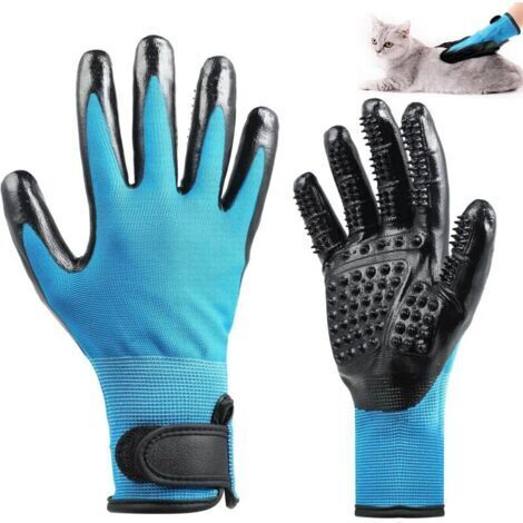 LAN 1 paire de gants de brossage pour chats, chiens et chevaux - Gants pour chats pour le brossage et le peignage - Peignes de nettoyage en caoutchouc pour poils courts et longs