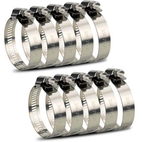 LAN 10pcs 304 pinces en acier inoxydable, pinces métalliques, diamètre réglable de 27 à 51 mm, pinces de piscine pour la fixation des tuyaux