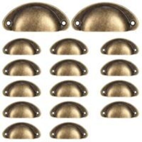 LAN 16 poignées coquillage, poignées de tiroir vintage, poignées de porte semi-circulaires et boutons pour armoires de cuisine rétro, poignées pour portes de commode -