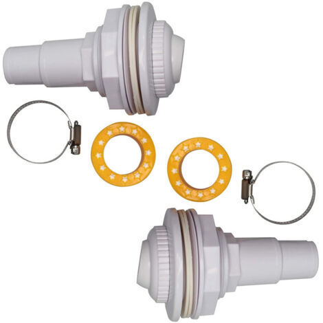 LAN 2 kits de jets de lavage à contre-courant - Complets avec raccords, assemblage de globe oculaire, colliers, rondelles et ruban fileté PTFE - Pour piscines FibroPool et piscines hors-sol