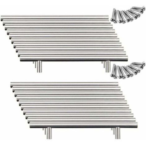 LAN 20pcs Poignée Bâton De Porte Cuisine Meuble Placard Inoxydable (128mm (Entraxe de Trous))