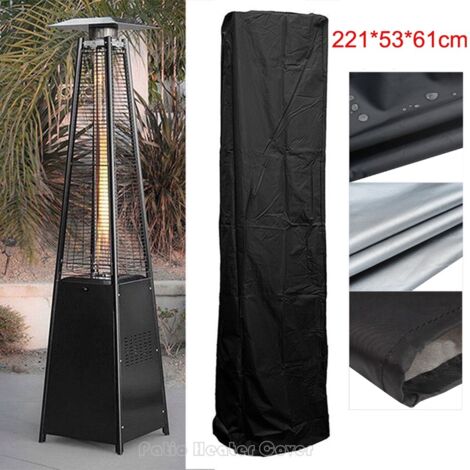 LAN 210D Extérieur noir, intérieur argent2215361 Housse extérieure imperméable et résistante à la poussière pour chauffage de cour à air pulsé, housse imperméable et résistante à la poussière