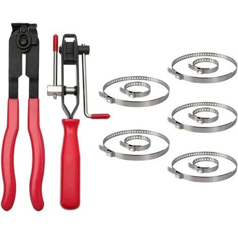 LAN 2Pince Colliers Bandes à Sertir,10Cardan Collier De Serrage En Acier,Outil D'Installation de Bande de Pince,Pince pour Collier de Serrage,pour Accessoires Automobiles,Ensemble de 12 Pièces