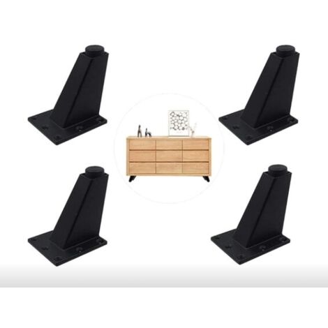 LAN 4 pièces en alliage d'aluminium pieds de meuble pieds réglables salle de bain pieds de meuble tv pieds de meuble meubles table basse canapé pieds 8 cm noir