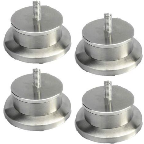 LAN 4 pieds de meubles en acier inoxydable, pieds de meubles ronds en métal, pieds de meubles pour table, canapé, lit, plan de travail, TV, vis M8 (3 cm)
