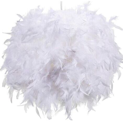 LAN Abat-jour en plumes blanches de 30 cm, abat-jour pour plafonnier suspendu, lampe de table, lampadaire, abat-jour en plumes moelleuses pour salon