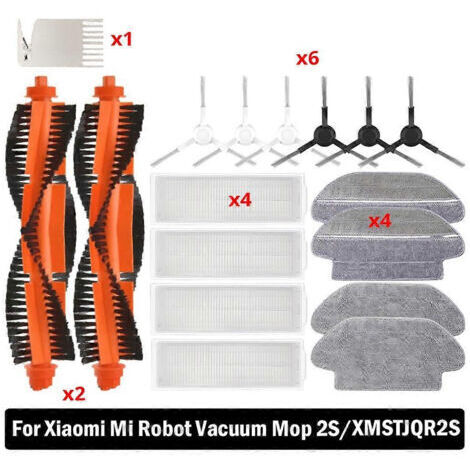 LAN Accessoires pour aspirateur robot laveur Xiaomi Mijia 2S XMSTJQR2S 3C STYJ02YM : lingettes de nettoyage, brosse principale latérale