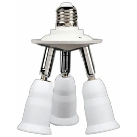 LAN Adaptateur de distributeur de douilles E27 3-en-1, ampoule LED standard E27, support de convertisseur, douille de lustre réglable à 360 degrés à 180 °
