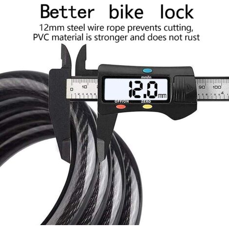 LAN Antivol Velo,Cadenas de velos Long 120cm x 12mm,Câble Antivol pour Vélo Scooter Motos Portail Vélo avec 5 Chiffres Intelligente Code et Vélo Poussette,Verrouillage à Vélo Antivol