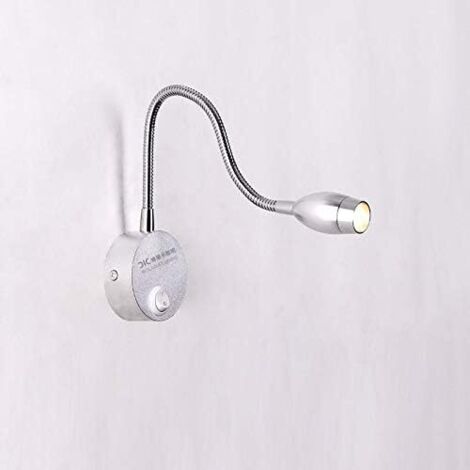 LAN Applique Murale Moderne en Aluminium LED Col de Cygne Spot Chambre Liseuse Applique Murale (Argent Euro)