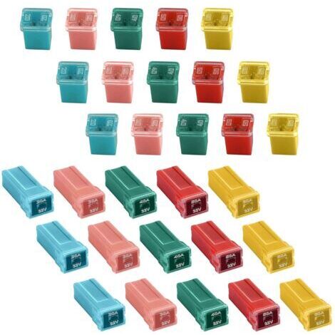 LAN Assortiment de 30 fusibles pour voiture, fusibles haute/standard et bas profil en forme de boîte pour camionnettes, voitures, camping-cars et SUV