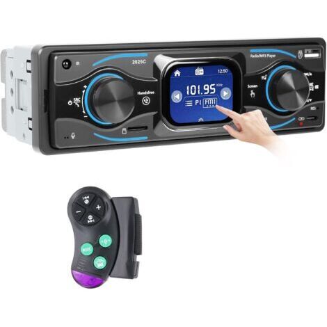 LAN Autoradio 1 DIN avec Bluetooth et USB, écran et télécommande, lecteur MP3/WMA, radio FM, ports USB/Type-C et entrée AUX.