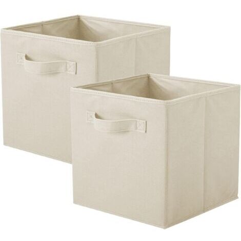 LAN Bacs de rangement, cubes de rangement pliables en tissu et tiroir de rangement en tissu pour placard et rangement de jouets, lot de 2 (beige)