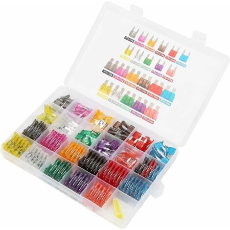 LAN BDD 254pcs Assorties Kit de Fusibles 2A 3A 5A 7.5A 10A 15A 20A 25A 30A 35A 40A, Lame Petit et Moyen Assortiment de Remplacement de Fusible de Lame pour Voiture Camion Bateau