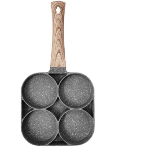 LAN BDD 4 fentes, poêle à crêpes, petite poêle à œufs en aluminium antiadhésif pour petit déjeuner poêle à crêpes hamburger aux œufs frits pour cuisinière à gaz et cuisinière à induction