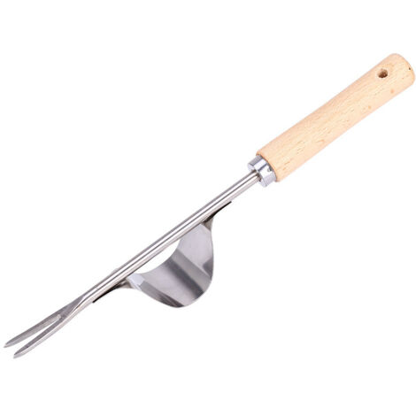 LAN BDD Désherbeur Manuel Garden Outil de Désherbage en Acier Inoxydable avec Poignée Bois Outil de Jardinage pour Désherber Votre Jardin 32cm de Long 1 Pièce