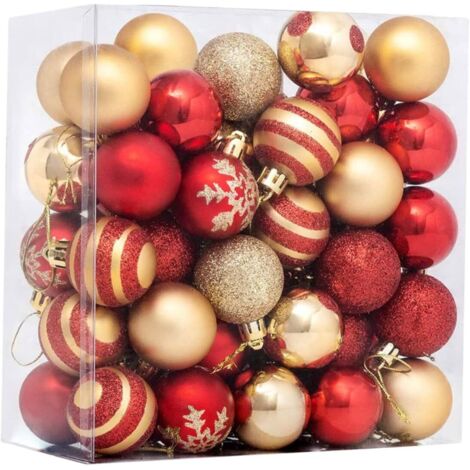 LAN Boule de Noël de noël dorée, 50 pièces, ornements d'arbre de noël, boule suspendue