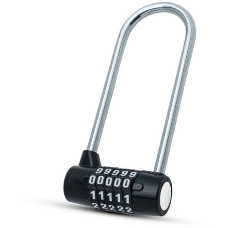 LAN Cadenas combo à 5 chiffres - serrure robuste de 148mm - facile à utiliser et à réinitialiser - petit cadenas pour casiers, extérieurs, intérieurs, conteneurs et portes noir