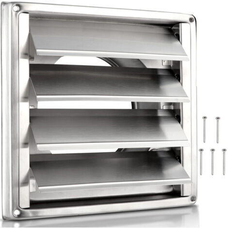 LAN Capuchon d'aération à persiennes de 5 pouces, couvercle d'aération extérieur en acier inoxydable avec 4 vis pour sécheuse, cuisinière et climatiseur.