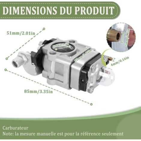 LAN Carburateur de remplacement pour taille-haies 5 en 1 de 43 cm³, 47 cm³, 49 cm³, 50 cm³ et 52 cm³, avec boule de démarrage, rondelle et bougie d'allumage.