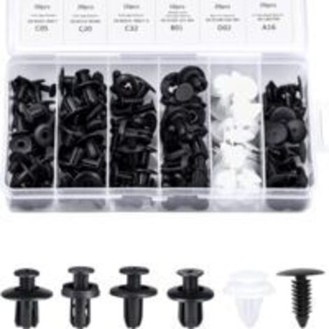 LAN Clips de garniture intérieure, rivets, clips en plastique, clips de protection pour rivets en plastique, clips pour panneaux de porte, boîte de 100, 6 types, divers clips de fixation pour voiture,