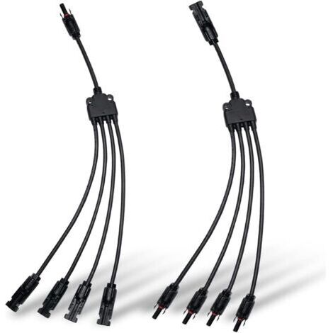 LAN Connecteurs de branche en Y pour panneau solaire - Connecteurs parallèles 1 à 4 - Kit d'outils (M/FFFF, F/MMMM)