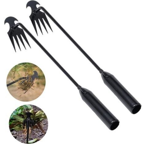 LAN Désherbeur portatif à 4 dents en acier au manganèse forgé pour jardinage, plantation et désherbage