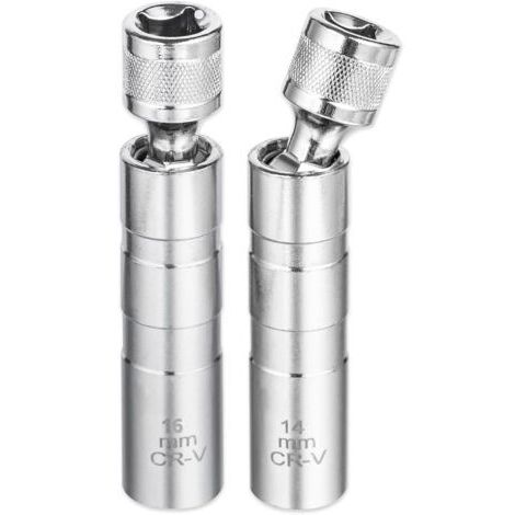 LAN Douilles à bougies 14 mm et 16 mm, 2 clés à bougie magnétiques, clé à bougie universelle 12 pans 3/8\