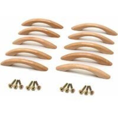 LAN Ensemble de 10 poignées de meubles en bois, poignées de meubles de cuisine en bois, poignées d'armoires en bois, poignées d'armoires