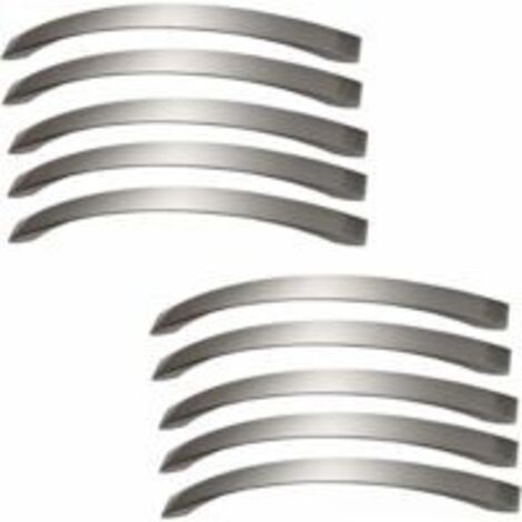 LAN Ensemble de 10 poignées de porte de placard de cuisine - chromées - nickel brossé. Poignées de porte en acier inoxydable. Entraxe des poignées : 160 mm.