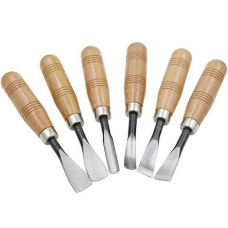 LAN Ensemble de 6 gouges à main professionnelles pour sculpture sur bois, ciseaux, couteaux, outils à main pour le travail du bois, comme indiqué