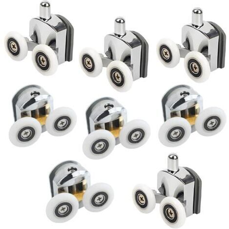 LAN Ensemble de 8 roulettes de 23 mm pour portes de douche coulissantes, compatibles avec les portes coulissantes en verre (4 roulettes supérieures et 4 roulettes inférieures).