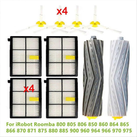 LAN Filtre HEPA pour bac à poussière et brosses latérales principales pour iRobot Roomba 800, 805, 806, 850, 860, 864, 865, 866, 870, 871 et 875