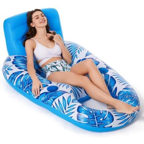 LAN Flotteur de piscine gonflable pour adultes, avec porte-gobelets, idéal pour la piscine, le lac ou la plage