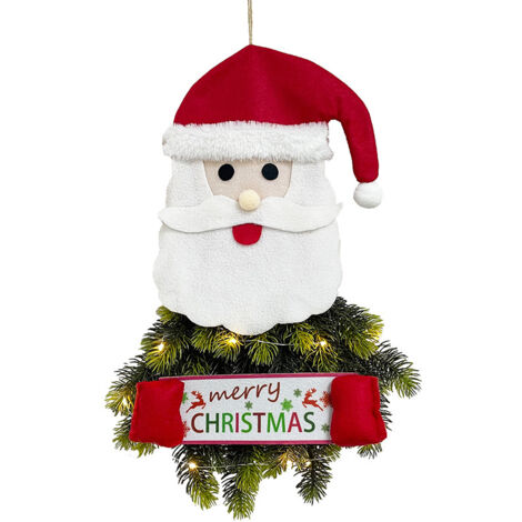 LAN Guirlande de bonnets de Noel avec LED, décoration guirlande de Noël - 50 x 30cm