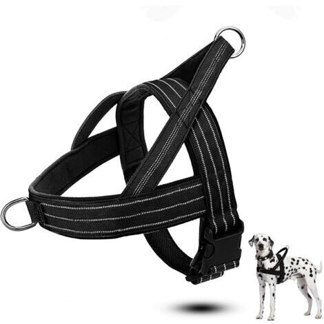 LAN Harnais pour chien, harnais anti-traction, colliers, harnais et laisses pour chiens, réglables, réfléchissants et respirants pour chiens moyens et grands (M)