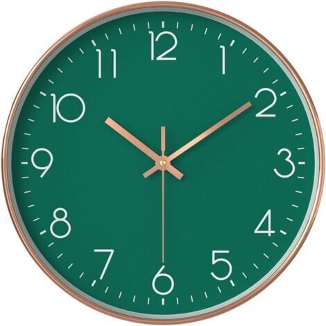 LAN Horloge murale moderne pour enfants - Silencieuse - 30 cm - Quartz - Fonctionne avec des piles - Idéale pour le bureau, la salle de classe, le salon, la chambre (verte)