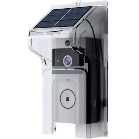 LAN Housse de pluie pour sonnette avec panneau solaire, plastique transparent, protection résistante aux intempéries, installation facile pour tous les modèles de sonnette.