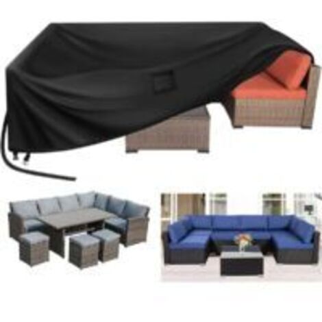 LAN Housse de table carrée, housse de meuble, housse de canapé et de chaise de cour de jardin, bâche de table d'extérieur imperméable, tissu Oxford 210D, protection UV