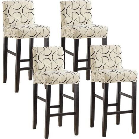 LAN Housse imperméable 4 pièces pour tabouret de bar avec dossier, housse pour chaise de salle à manger pivotante, housse extensible pour chaise de bar haute