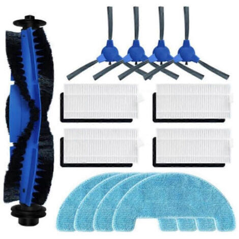 LAN Kit d'accessoires de rechange pour aspirateur robot Coredy R550 R600 R650 R750 : brosse latérale principale, filtres HEPA, lingettes de nettoyage.