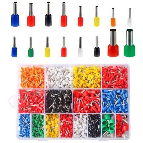 LAN Kit de cosses à embouts de fil, assortiment de 2 120 pièces, kit de sertissage de cosses, connecteur de cosses à sertir pour fils de cosses