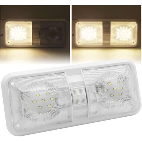 LAN Kit d'éclairage intérieur pour voiture (2 pièces), barre lumineuse LED blanche ultra-brillante avec 48 LED, 12 V, avec interrupteur marche/arrêt, pour camping-car, camion, bateau