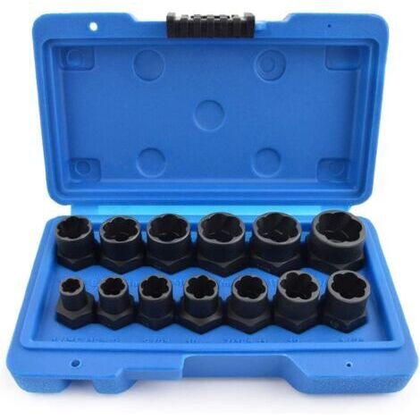 LAN Kit d'extracteurs de vis 13 pièces, extracteur d'écrous antivol universel, jeu de douilles Torx femelles pour retirer les boulons et écrous rouillés et endommagés