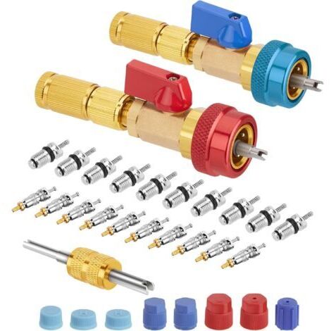 LAN Kit d'outils pour retirer rapidement le noyau de valve R134A, haute et basse pression, pour système de climatisation au réfrigérant R134A