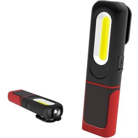 LAN Lampe de Travail LED Rechargeable, Lampe d'inspection 2 en 1 avec Rotation à 360 degrés et 5W COB LED Torche Lampe avec Base Magnétique et Crochet pour Maison Atelier Camping Bricolage éclairage