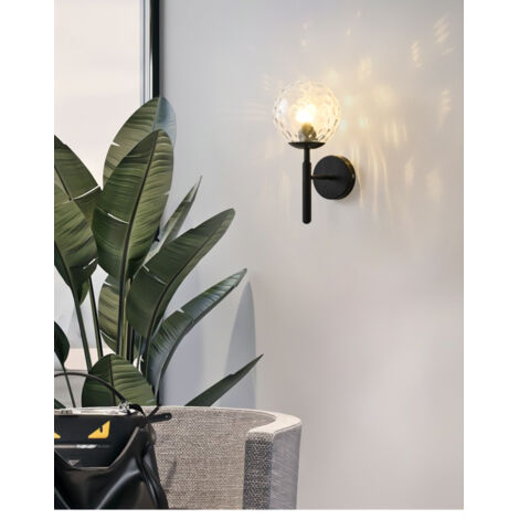 LAN Lampe murale moderne Lampe murale LED Lampe murale LED Lampe miroir Lampe murale en verre LED Lampe murale moderne Intérieur. Couverture à motif aquatique - modèle noir sans source de lumière. E27