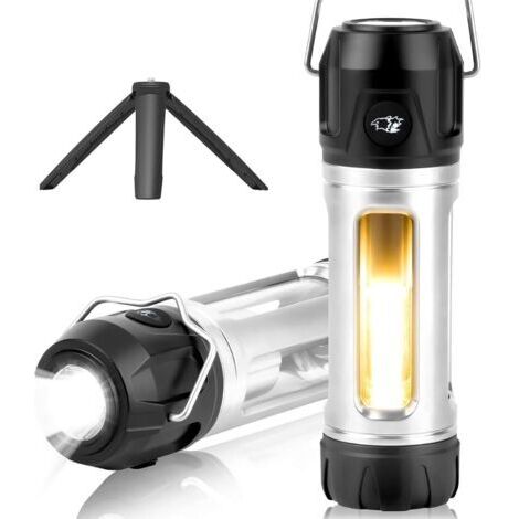 LAN Lanterne de camping rechargeable, lampe de camping LED étanche - 3 modes d'éclairage, luminosité réglable, idéale pour le camping, la pêche et les situations d'urgence.