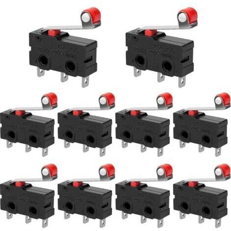 LAN Lot de 10 Micro Interrupteur de Fin de Course Interrupteur Levier de Rouleau AC 250V 5A SPDT 1NO 1NC Mini Momentanée Action Instantanée Commutateurs